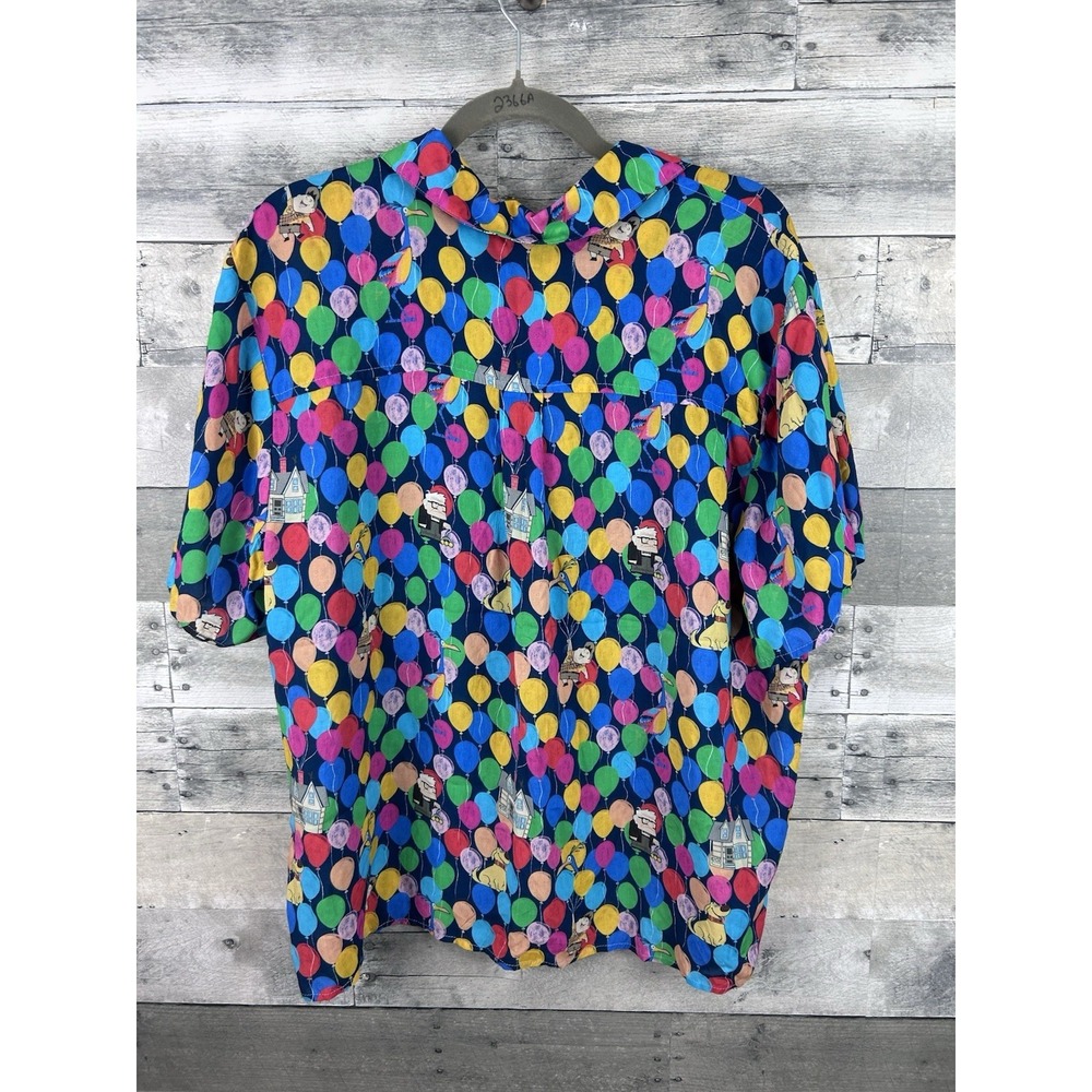 Disney Pixar Her Universe UP Balloons Colorful Size 2 Button Up Shirt Rayon - Picture 2 of 7